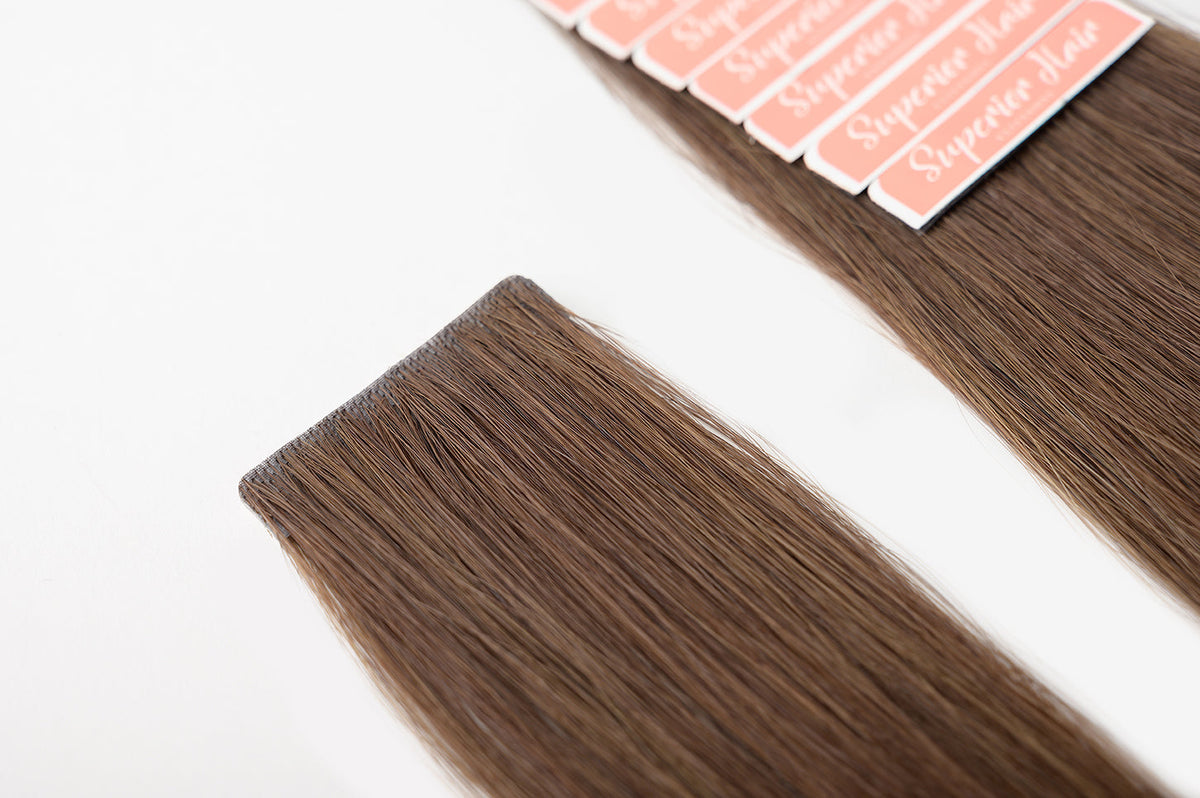 #Chocolate Brown Balayage Invisi Tape Hair Extensions