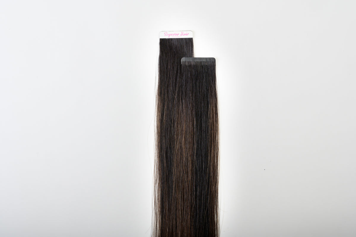 #Off Black Balayage Ultra Seamless Tape In Extensions