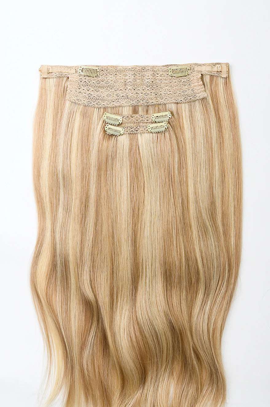 rollover-image. #16/22 Caramel Light Blonde Classic Halo Hair Extensions. Superior Hair Extensions.