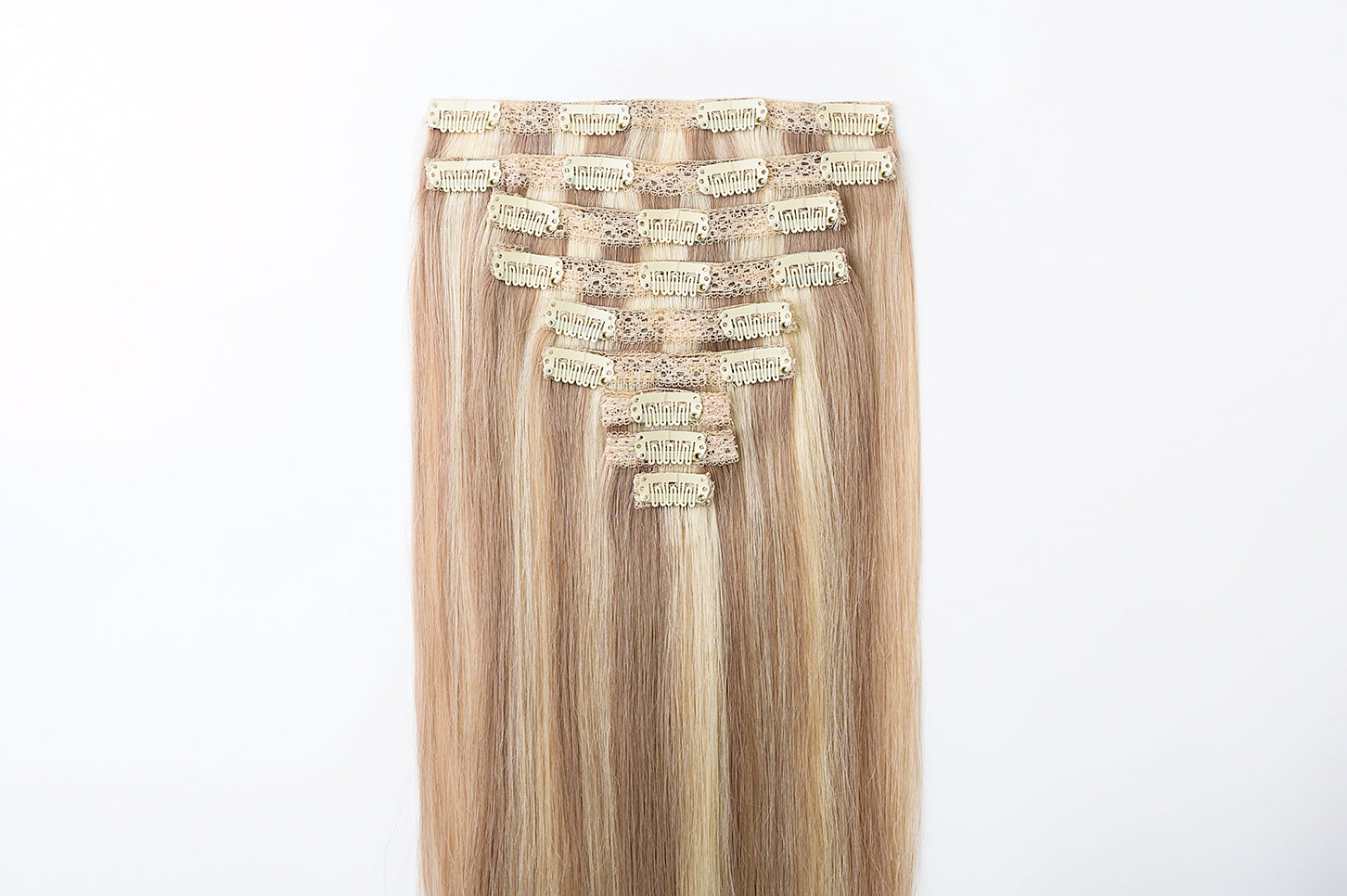 rollover-image. #18/613 Ash Blonde Highlights Classic Clip In Hair Extensions 9pcs. Superior Hair Extensions.