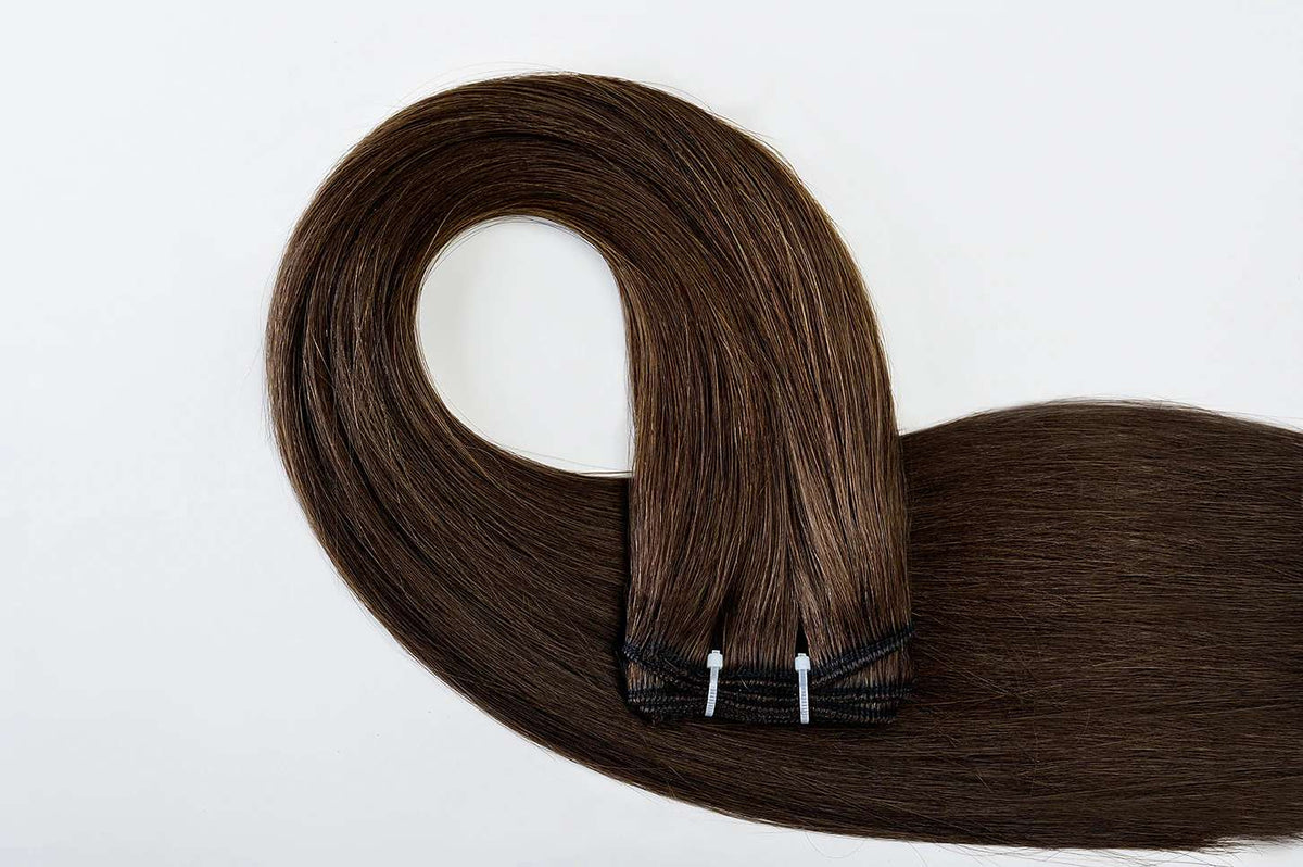 rollover-image. #1BL Darkest Brown Traditional Weft Extensions. Superior Hair Extensions.