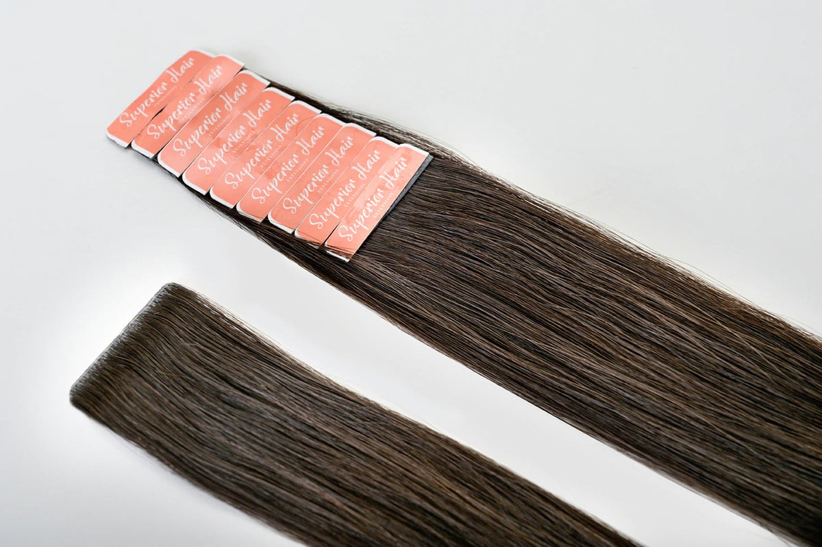 rollover-image. #1BL Darkest Brown Invisi Tape Hair Extensions. Superior Hair Extensions.