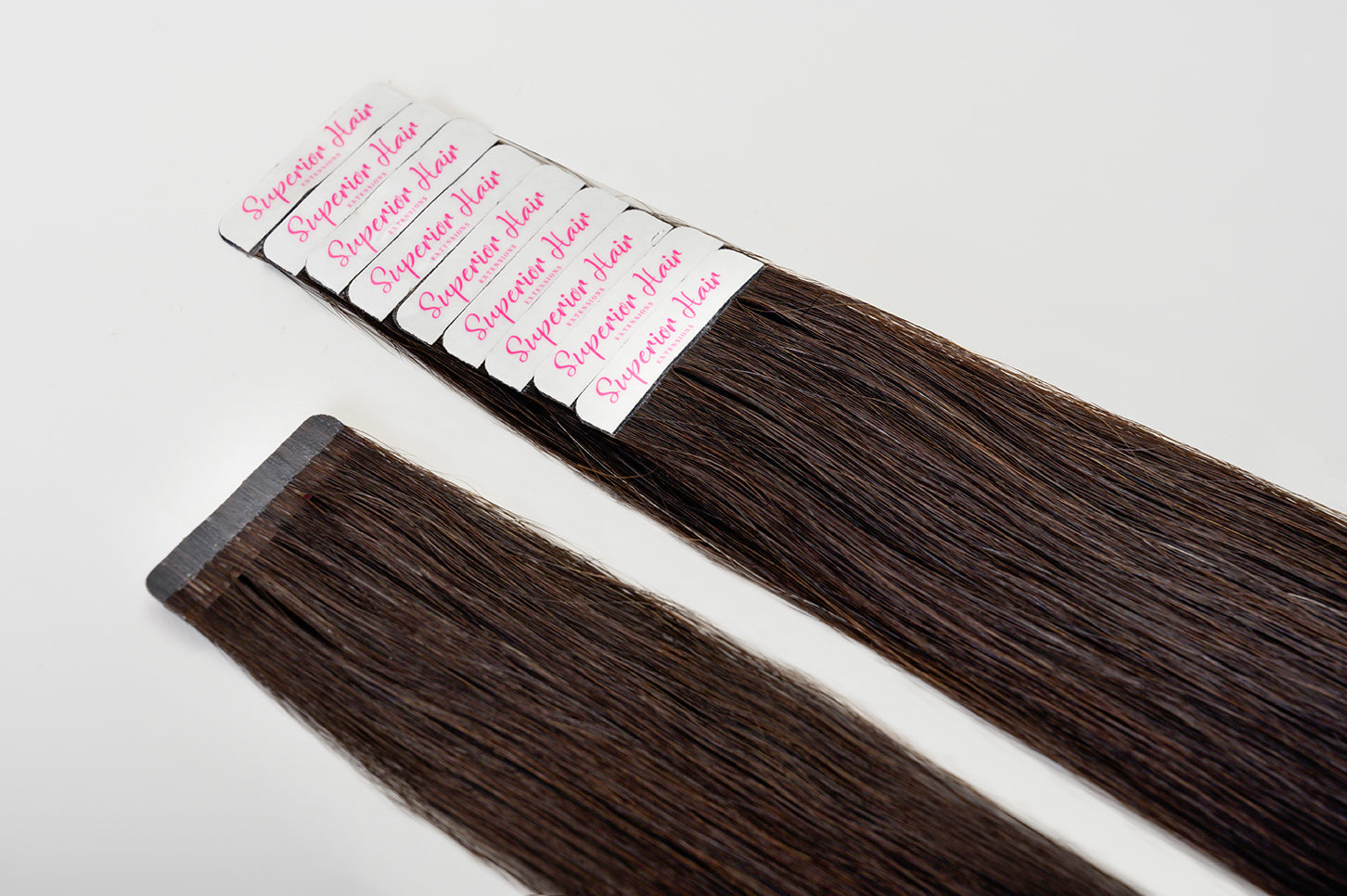 rollover-image. #1BL Darkest Brown Ultra Seamless Tape In Extensions. Superior Hair Extensions