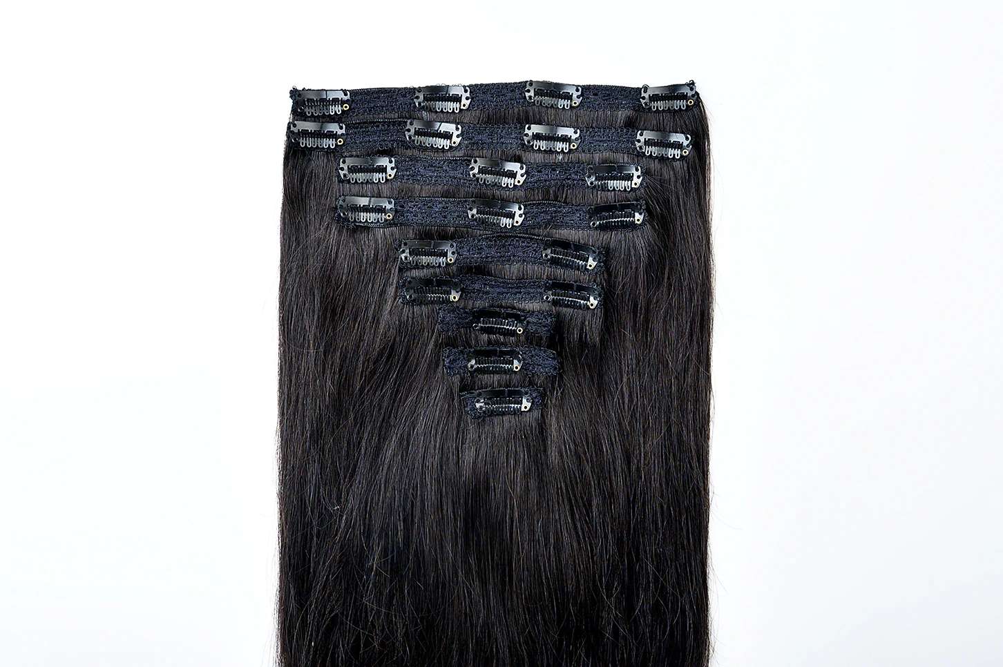 Superior Hair | #1B Off-Black Classic Clip In Hair Extensions 9pcs | rollover-image