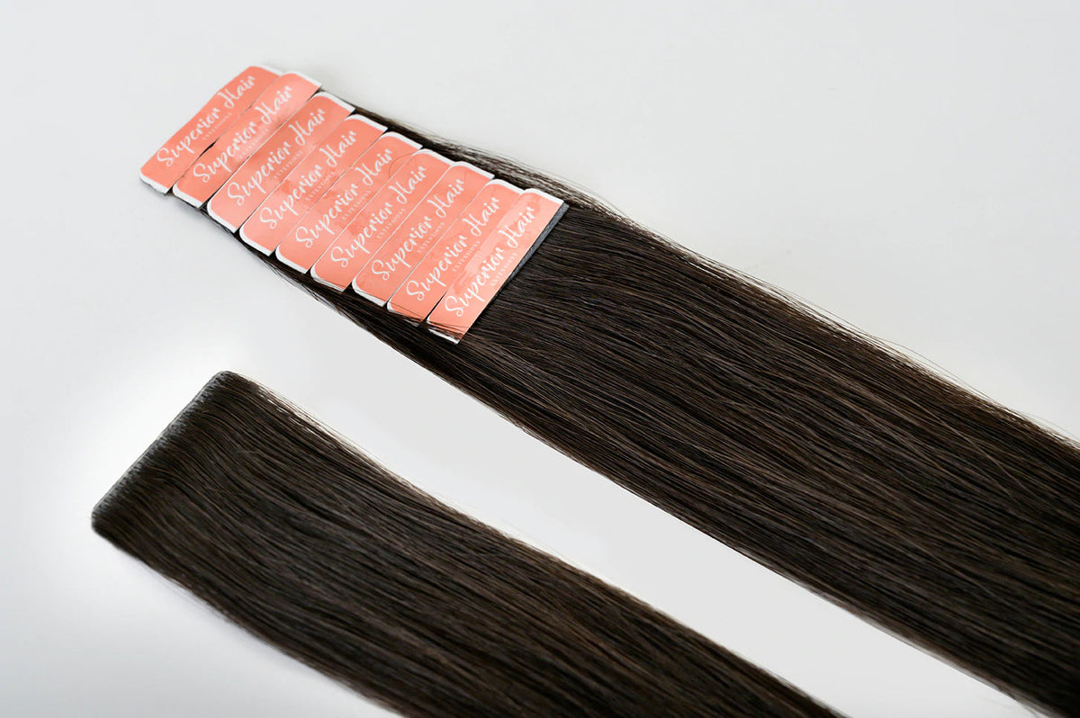 rollover-image. #1B Off-Black Invisi Tape Hair Extensions