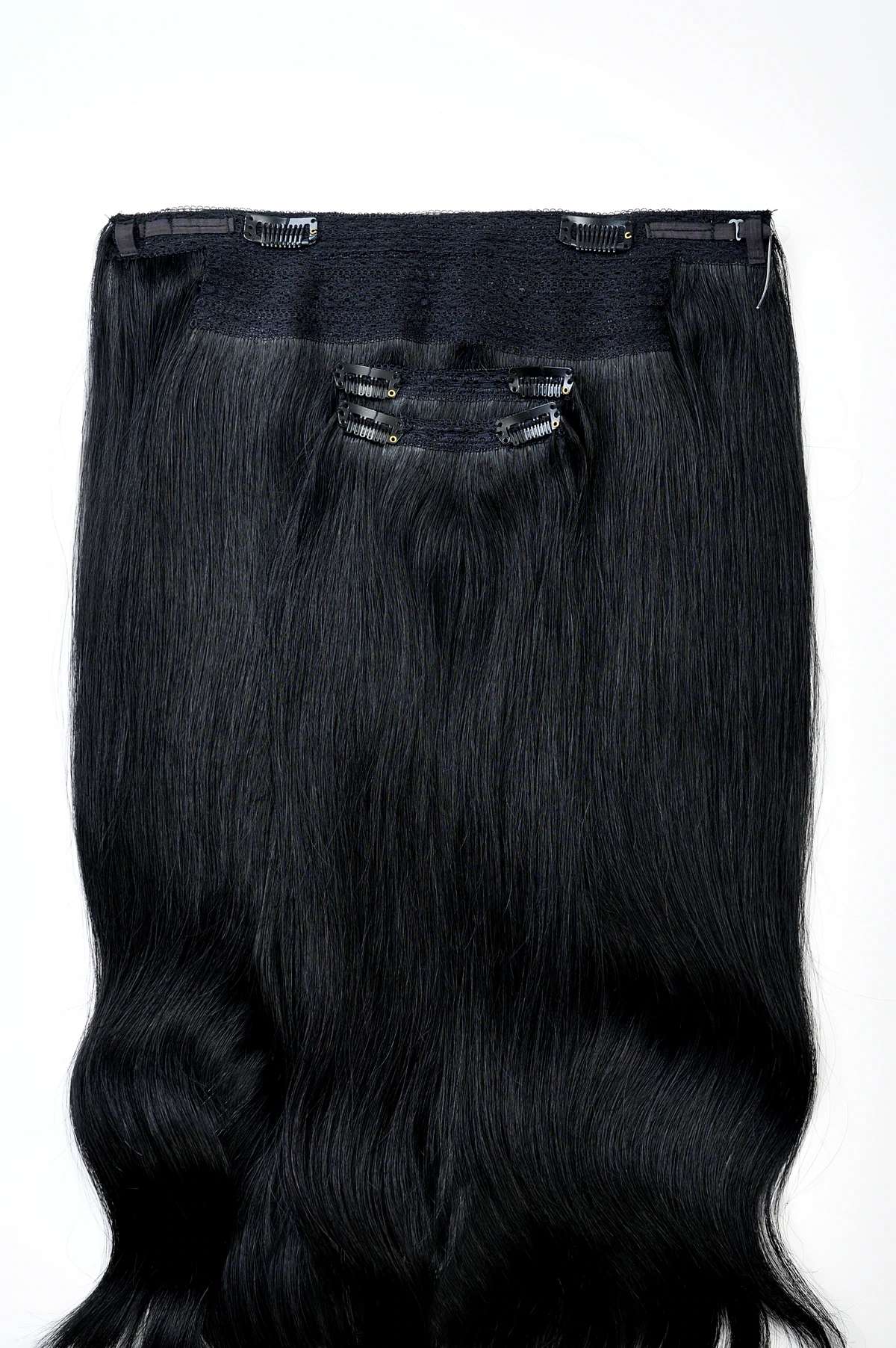 rollover-image. #1 Jet Black Classic Halo Hair Extensions. Superior Hair Extensions.