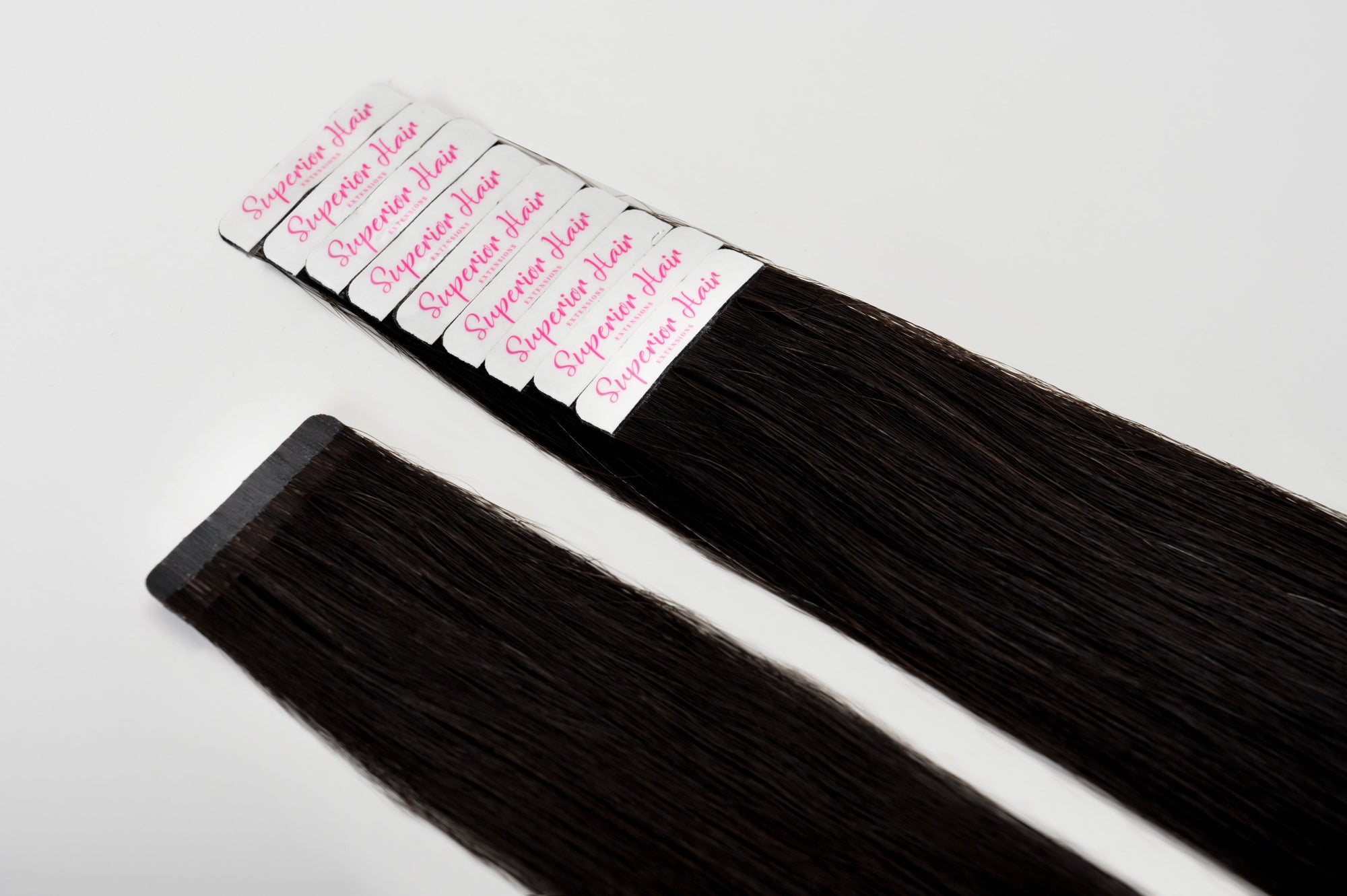 rollover-image. #1 Jet Black Ultra Seamless Tape In Extensions. Superior hair Extensions.