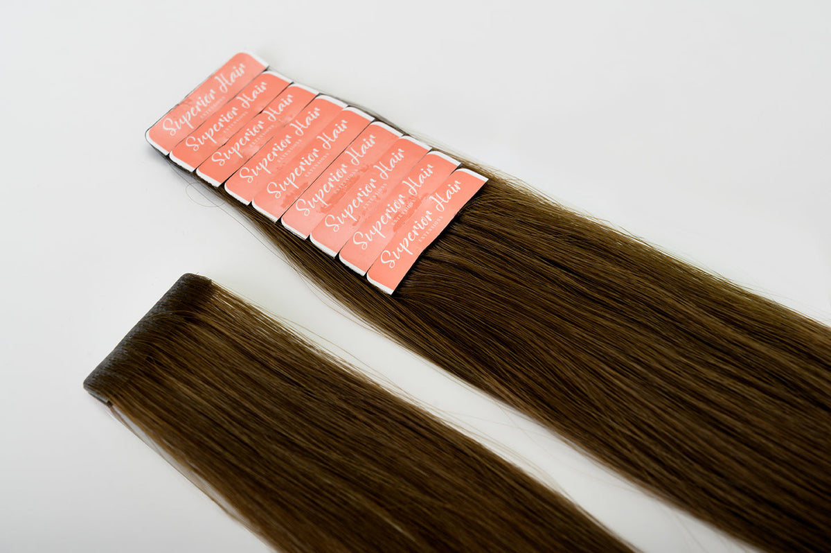 rollover-image. #2 Dark Brown Invisi Tape Hair Extensions. Superior Hair Extensions.