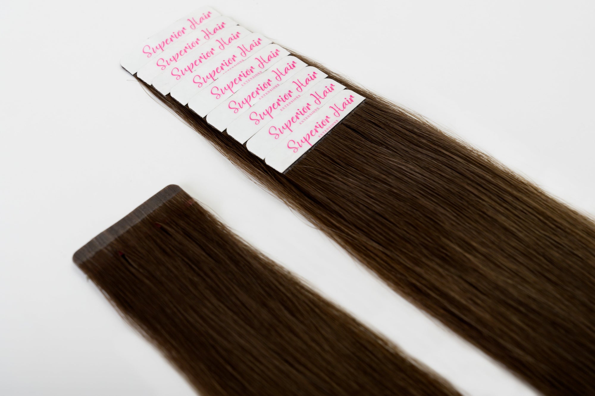 rollover-image. #2 Dark Brown Ultra Seamless Tape In Extensions. Superior Hair Extensions.