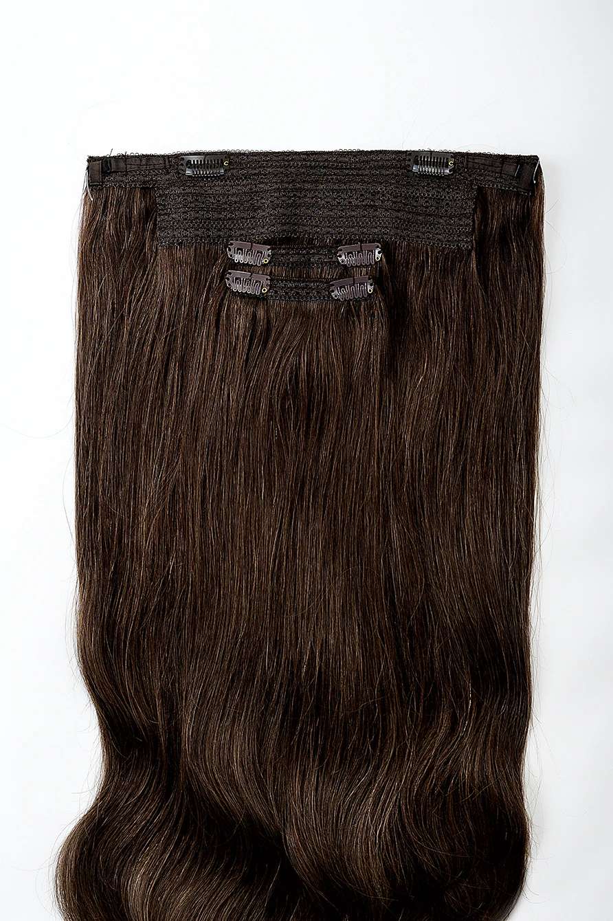 rollover-image. #4 Chocolate Brown Classic Halo Hair Extensions. Superior Hair Extensions.